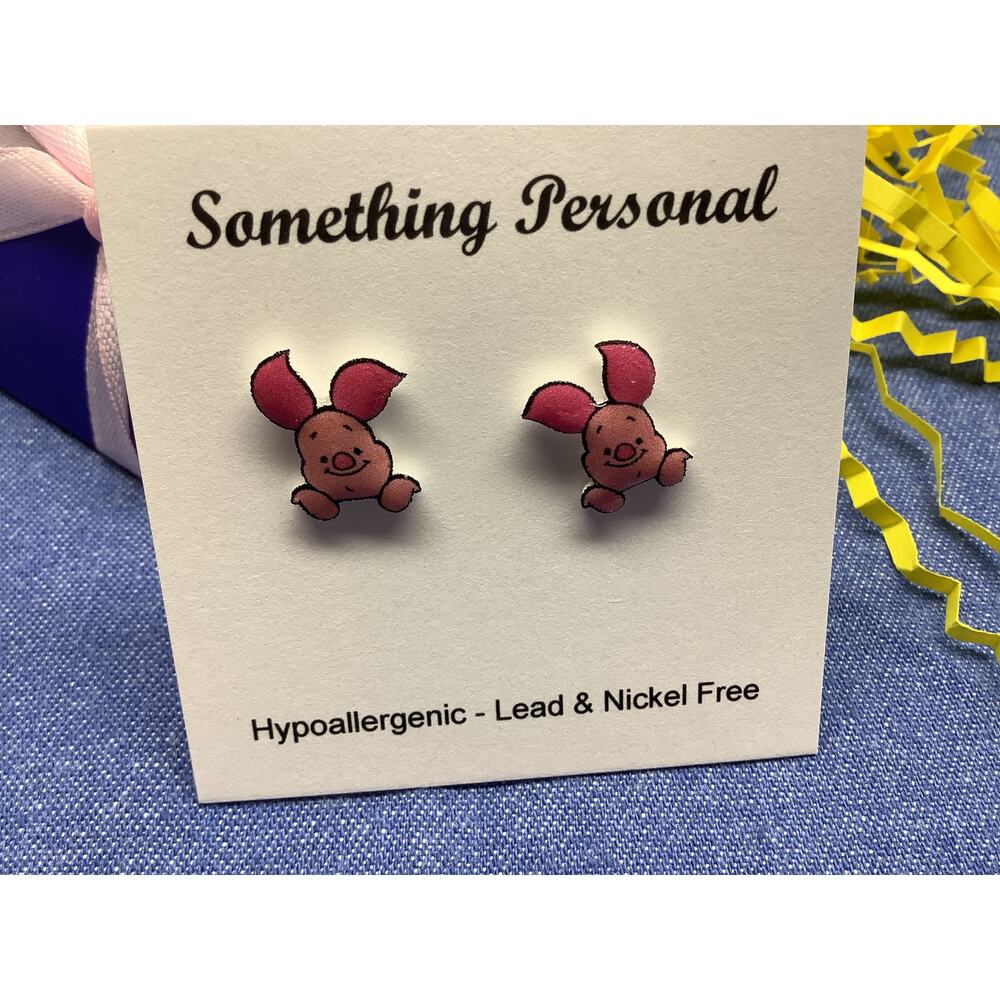 Piglet - Winnie the Pooh Inspired Stud Earrings - Gift Boxed - Chibi Cute
